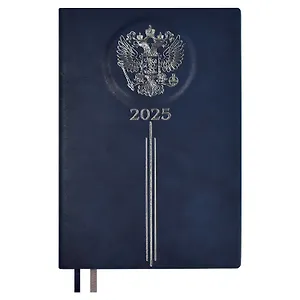 Ежедневник дат. 2025 г. А5 176л 146х211 "Тиволи" синий, кожзам, твердый переплет, тисн. фольгой, офсет, ляссе, подар.карт.коробка