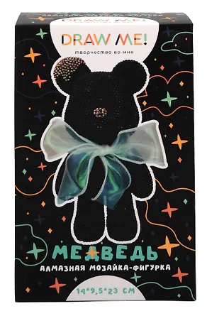 Алмазная мозаика на фигурке Draw Me! "Черный мишка", (14*9,5*23 см) 3152026