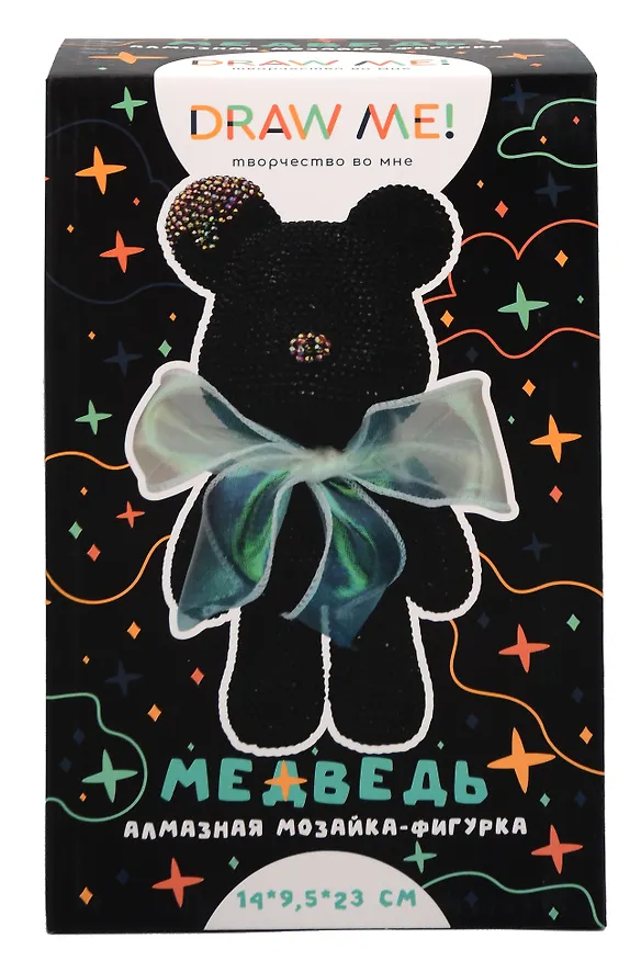 Алмазная мозаика на фигурке Draw Me! "Черный мишка", (14*9,5*23 см) 3152026 — 1