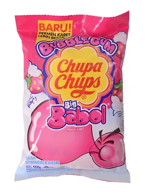 Жевательная резинка Chupa Chups Big Babol Strawberry Cream клубничный крем, 152г 3142189