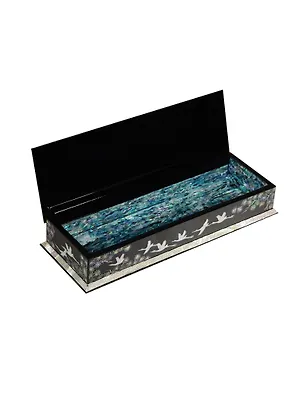 Шкатулка черная Стая Журавлей (перламутр) (23,5х7,5х3,5) (USEL/MP-12) 2542496
