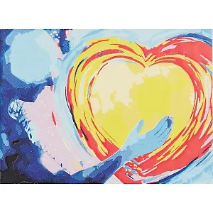 Холст с красками по номерам Большое сердце (HS500) (22х30см) (14цв) (Рыжий Кот) (3+) (коробка)