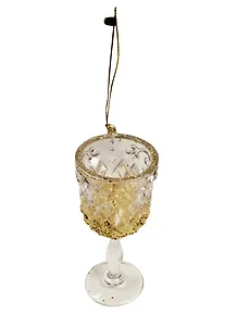 Новогоднее подвесное украшение Бокал 10см прозрачные/золото