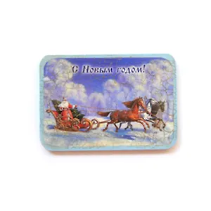 Магнит в ретро стиле "С Новым годом!". Декупаж, кракелюр. Размер 7*10 см. (2014-46)