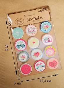 Стикеры 3D круглые, 12шт (D26001057A)