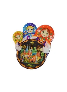 Магнит Матрешки Палех Золотой петушок (смола) (02-34-3KR-277)