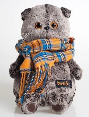 Игрушка мягкая Budi Basa, Басик и шарф в клеточку 30см 2369088