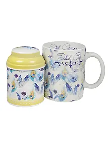 Сувенир Феникс Презент Подарочный набор Павлиньи перья кружка 300мл+баночка для чая