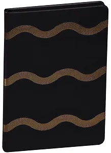 Ежедневник недат. А5 96л "СОФТ-ТАЧ. Волна" черный, мягк. переплет, тонир.блок, тисн. зол. фольгой, ляссе, Escalada 