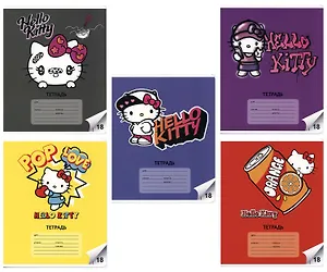 Тетрадь в линейку Hello Kitty, 18 листов, в ассортименте