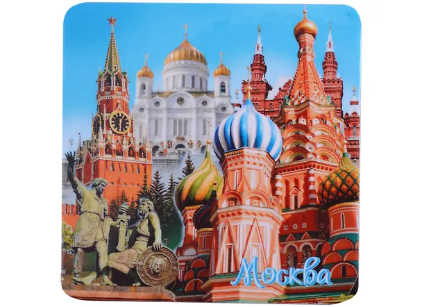 ГС Магнит на картоне 80х80мм Москва Коллаж 2903174 — 1