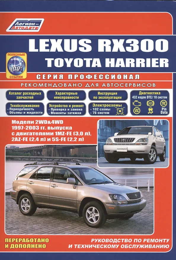 Книга Lexus RX300. Toyota HARRIER. Модели 2WD&4WD 1997-2003 гг. Руководство по ремонту и техническому обслуживанию () — 1