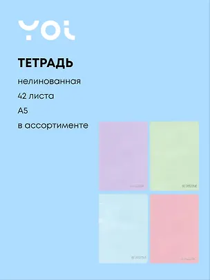 Тетрадь Be positive, 42 листа, в ассортименте 2884859