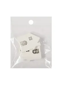 Заготовка из дерева, домик с трубой, 4*3 см, белый (11-00410-15-20-18)