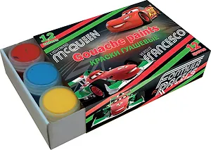 Краски гуашевые 12цв 10мл "Cars" к/к, Disney