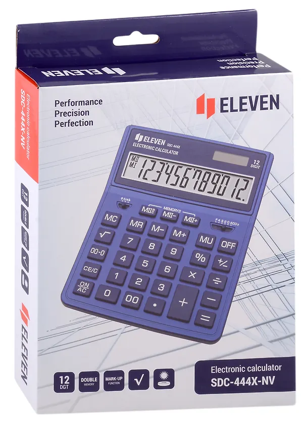 Калькулятор 12 разрядный настольный, 2-е питан., темно-синий, ELEVEN SDC-444 2974084 — 3