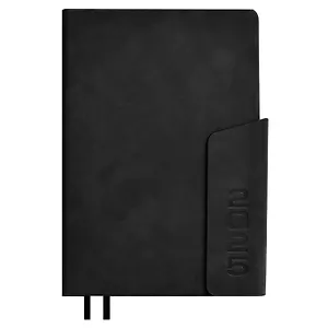 Ежедневник дат. 2025г. А5 176л "Тиволи" черный, кожзам, тв.переплёт, блинт. тиснение, магнит.клапан, офсет, ляссе