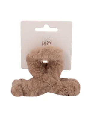 Заколка-крабик бежевая (иск.мех) (8см) (12-010253-B69) (Lafilaf) 3101135