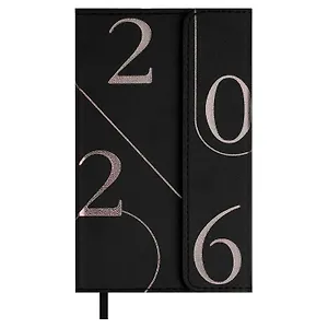 Еженедельник дат. 2026г. 64л 95х155 мм "Кассандра" черный, кожзам, тв.переплет, тисн. фольгой, офсет, справ.мат-лы, магнит.клапан, ляссе, инд.уп