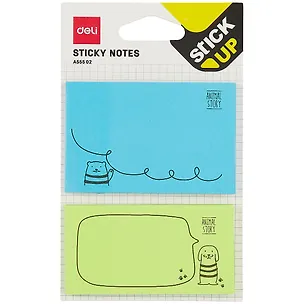 Блок бумаги самоклеящийся "Заметки" 50л, ассорти, Deli 258114