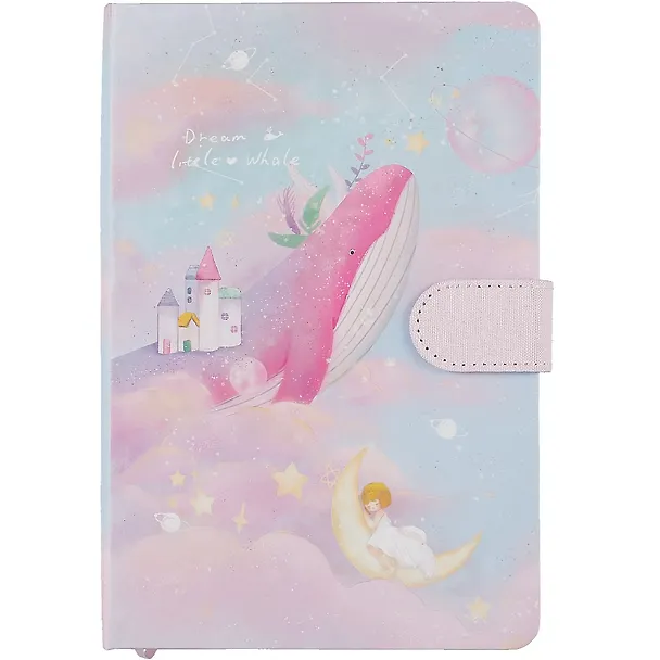 Блокнот с магнитной застежкой Девочка и Кит Dream little whale (224стр) (13х19) 2869478 — 4