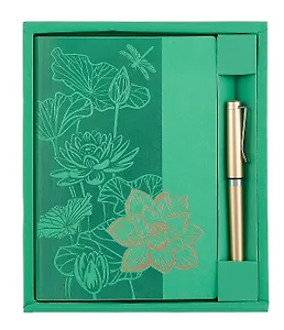 Ежедневник недат. А5 120л "Виннер" зеленый + ручка шариковая, мягк.переплет, тиснение фольгой, блинтовое тиснение, офсет, ляссе, подар.упаковка