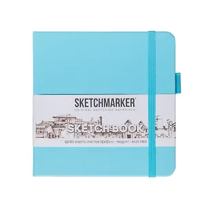 Скетчбук 12*12 80л "Sketchmarker"  небесно-голубой, 140г/м2, слоновая кость, тв.обл.