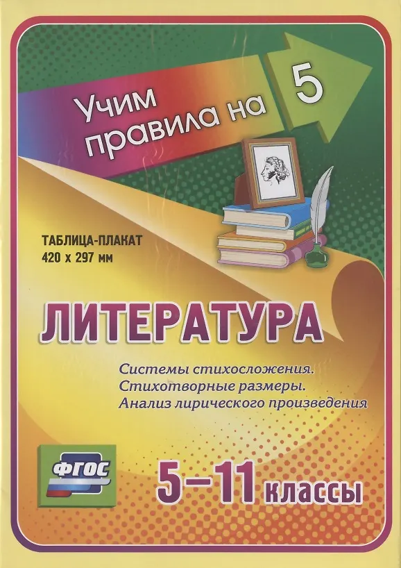 Книга Литература. Системы стихосложения. Стихотворные размеры. Анализ лирического произведения. 5-11 классы. Таблица-плакат () — 1