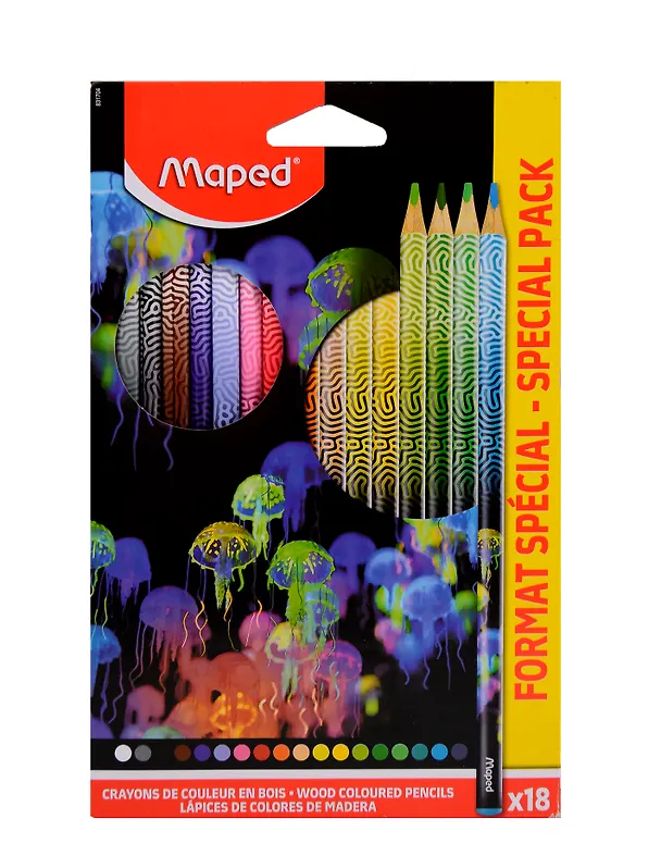 Карандаши цветные 18цв "DEEPSEA PARADISE" трехгранные, к/к, подвес, Maped 3116024 — 1
