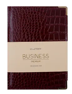 Ежедневник дат. 2025г. А5 176л "Business premium. Grand croco" бордо, 7Б, тв.переплет, иск.кожа, обл.поролон, мет.уголки, тонир.блок, цв.торец, справ.мат-лы, ляссе