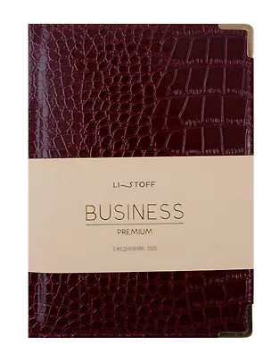 Ежедневник дат. 2025г. А5 176л "Business premium. Grand croco" бордо, 7Б, тв.переплет, иск.кожа, обл.поролон, мет.уголки, тонир.блок, цв.торец, справ.мат-лы, ляссе 3055980