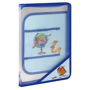 Папка для труда А4 "ГЛОБУС" 32,8*22,8см, пластиковая, молния с 3х сторон, внутр.блок для канц.принадлежностей