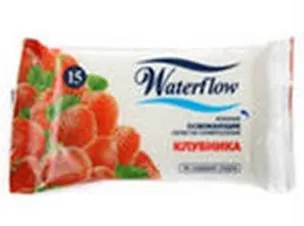 Waterflow. Влажные освежающие салфетки универсальные Клубника (4005) (15шт) (упаковка) (Хайджин Кинетикс) 2289104
