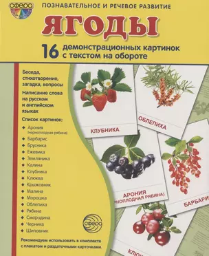 Демонстрационные картинки СУПЕР Ягоды. 16 демонстрационных картинок с текстом (173х220 мм) — 2804618 — 1