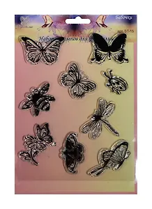 Набор силиконовых штампов Бабочки (ST-15) (Рукоделие) (3+) (упаковка)