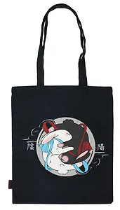 Сумка-шоппер Аниме Кролики Инь и ян, черная (текстиль) (40х32)