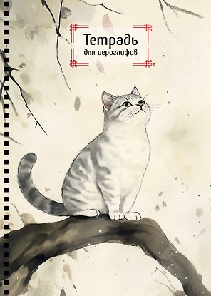 Тетрадь для иероглифов на пружине (Игривый котик)