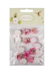 Цветы георгины пластиковые двухцветные, 1.5 см,  15 шт/пакет, розовый (11-08631-14)