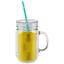 Баночка с ручкой и крышкой + трубочка, для коктейлей Золотые ананасы, пластик, 550мл (12-06646-90834982) — 2646170 — 1