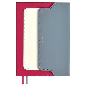 Ежедневник недат. А5 160л "Лейкер" малиновый, белый, серый, кожзам, тв.переплет, тиснение фольгой, карман, магн.клапан, офсет, ляссе