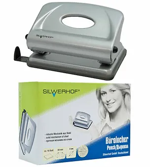 Дырокол 16 листов металич.Elegance, серебр, Silwerhof 206679