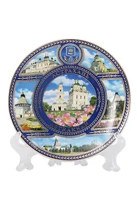 Магнит-тарелка с подставкой Кремль и Лотосы (фарфор) (7см) (Астрахань) (026-7K6-82-3)