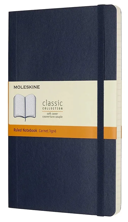 Книга для записей А5, 96 листов в линейку "Classic Soft", синий сапфир, мягкая обложка, резинка, Moleskine 3130349 — 2
