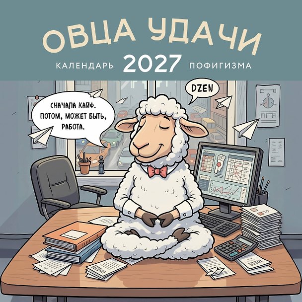 Календарь 2027г 300*300 "Овца удачи. Календарь пофигизма" настенный, на скрепке 3174330 — 1