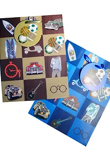 Пакет подарочный бумажный А5 18*23*10 "Мужские штучки", нейтр., мат. ламинат, Хансибэг