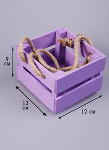 Кашпо дерево Ящик с веревочной ручкой фиолетовый (13х12х9) (1876908)