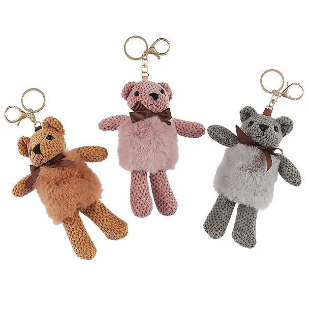 Брелок Медведь вязаный с мехом (текстиль) (16см) (12-06648-XM01) 2646126 — 2