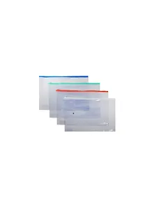 Папка на молнии А4 пластик 0,18мм прозрачная карман д/визитки, Tramix