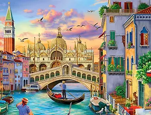 Набор для творчества. Холст с красками по номерам "Сказочная Венеция", 17 х 22 см, 14 цветов, Рыжий кот