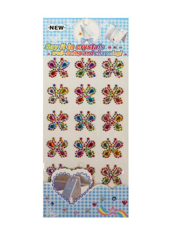 Бабочки кристаллы (11097100) (2,5 см) (15 шт) (микс цветов) 2475839 — 1